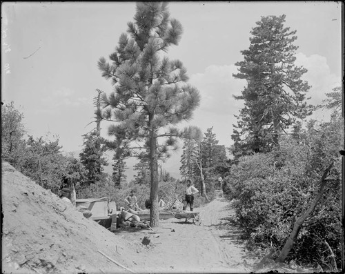 Construction work near the south end of the Snow telescope site, Mount Wilson Observatory