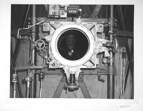 Close view of the 100-inch telescope plate-base and surroundings, Mount Wilson Observatory