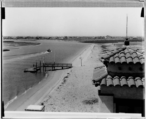 Lido Isle beach, pier, and harbor, Newport Beach. approximately 1930