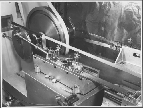 B' ruling engine, close up of the cross head, at the Hale Observatories machine shop, Pasadena