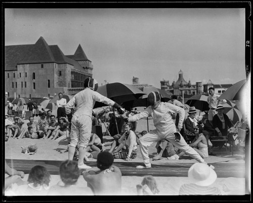 Fencing on the beach, Santa Monica