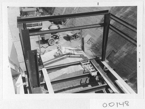 Construction of a computer room addition at the base of the 150-foot tower telescope, Mount Wilson Observatory