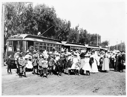 Santa Monica, opening day of Pacific Electric Railroad, April 1, 1896