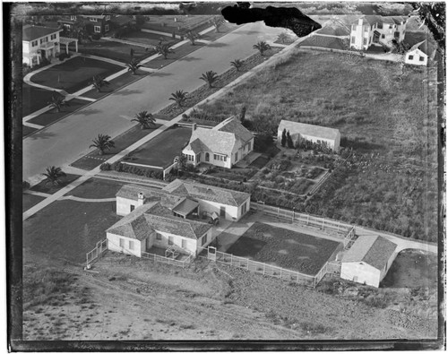 Aerial view of Emery H. Rogers home on Georgina Ave., Santa Monica, California