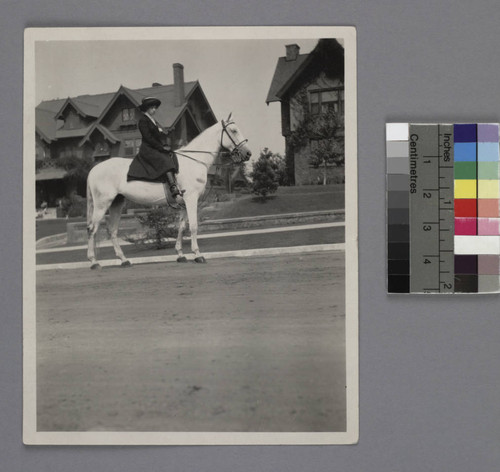 Grace Burke Hubble as a girl, riding her horse, Pet