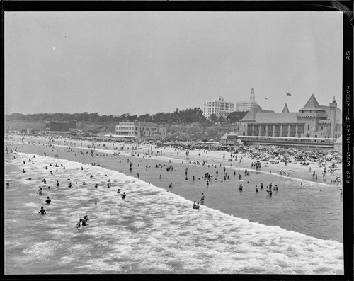 Beach clubs and beachgoers, Santa Monica, California