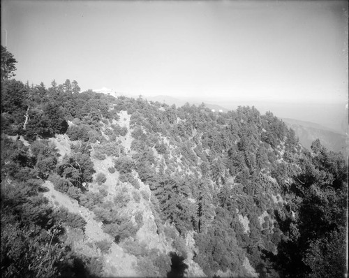 Snow telescope building and monastery ridge, as seen from Signal Point, Mount Wilson Observatory