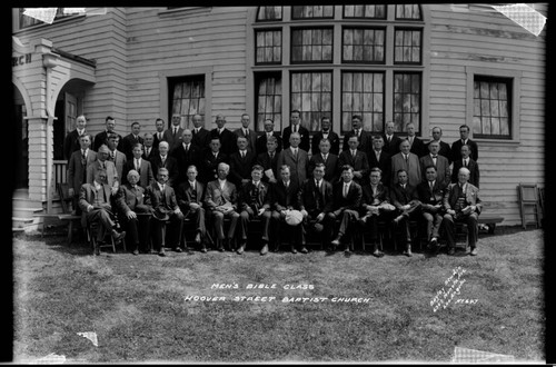 Men's bible class, Hoover Street Baptist Church, 6100 South Hoover, Los Angeles. 1925