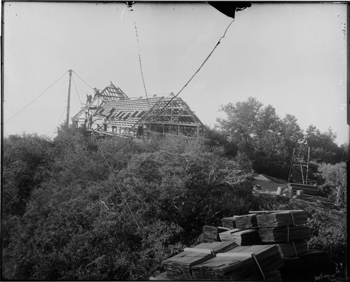 Snow telescope building under construction, Mount Wilson Observatory