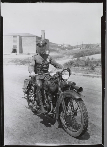 Motorcycle cop, City Terrace, Los Angeles County. 1927