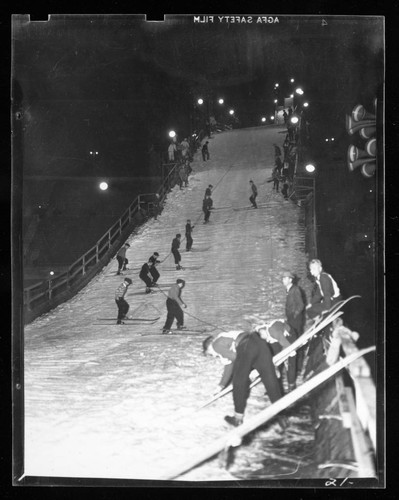 Ski jump, Los Angeles Memorial Coliseum, Los Angeles. 1938