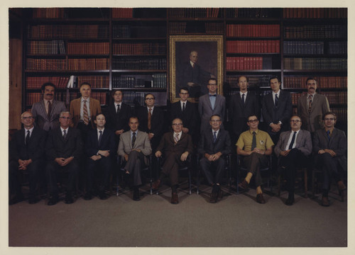 Group portrait of Mount Wilson and Hale Observatories research staff in the Hale Library, Pasadena