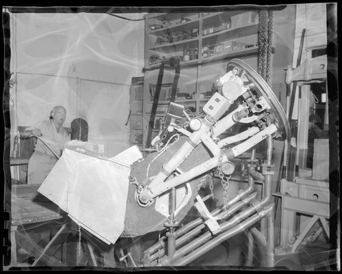 The Fabry-Perot spectrograph, inside the Hale Observatories' repair shop, Pasadena