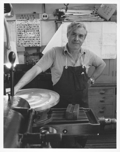 Robert Georgen in the machine shop at Mount Wilson Observatory's shop, Pasadena