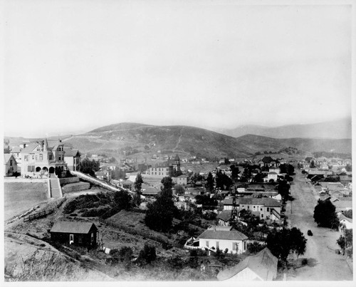 Sonora Town North from Fort Hill. Robinson House & Castelar Street, approximately 1900