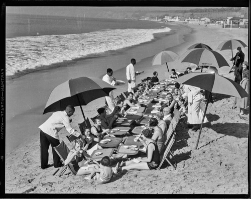 Deauville Club serving people on the beach, Santa Monica