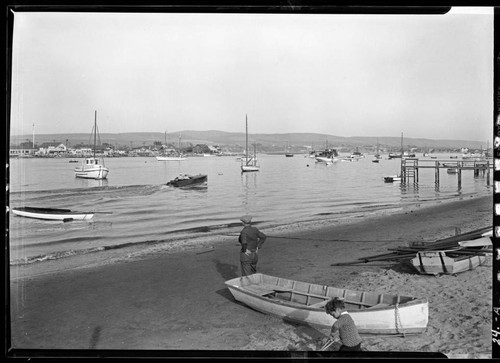 Beach and boats, Balboa, Newport Beach. 1928