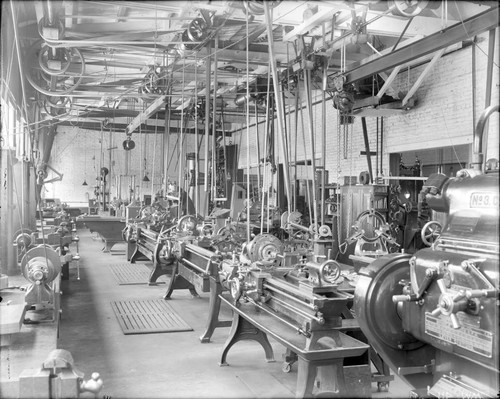 Interior of Mount Wilson Observatory's machine shop in Pasadena