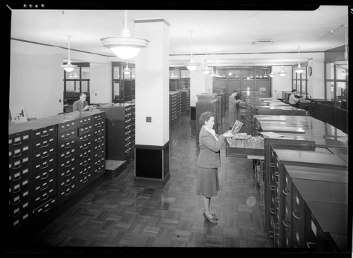 Filing cabinets, Los Angeles Times, Los Angeles. 1941