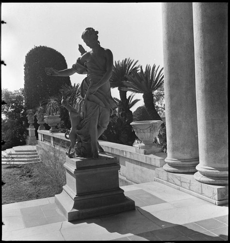 Sculpture of Diana on the loggia of the Huntington residence