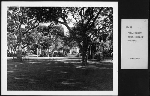 Lawn north of Huntington residence used for croquet, circa 1918