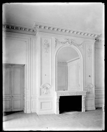 Small drawing room of the Huntington residence during construction, circa 1910