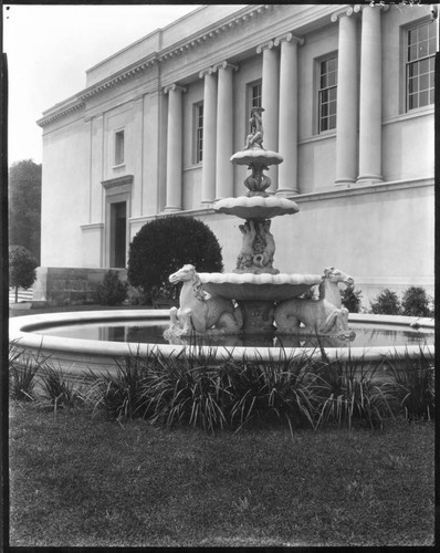 Library building and fountain