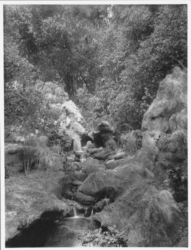 Stream and waterfall of the Japanese garden, 1913-1915