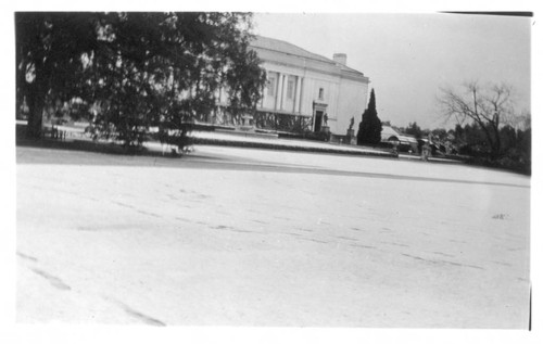 Huntington grounds south of the library building after snowfall, January 15 1932