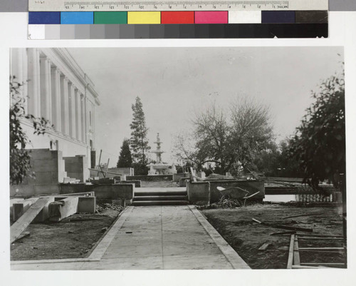 Library building under construction, circa 1920