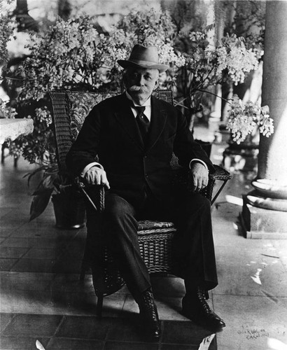 Portrait of Henry E. Huntington on the loggia, 1919