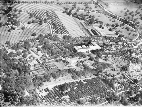 Aerial photo of the north section of the San Marino ranch, circa 1921