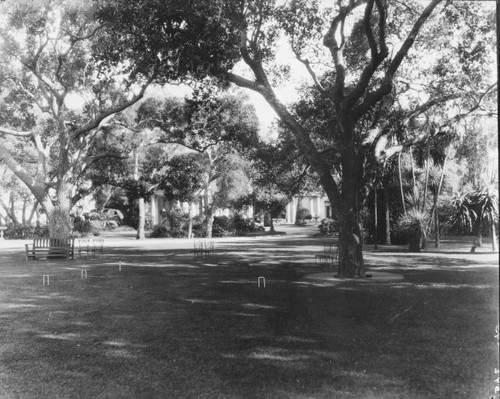 Lawn north of Huntington residence used for croquet, circa 1918