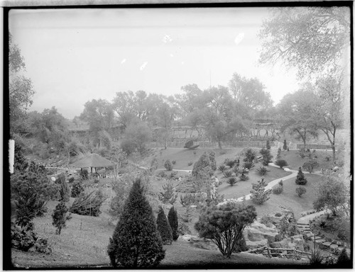 Japanese garden and wisteria pergola, circa 1915