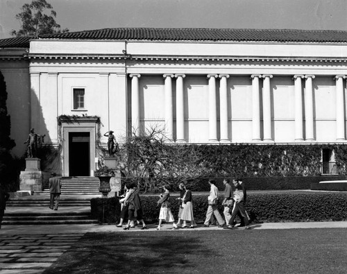 Library building with visitors