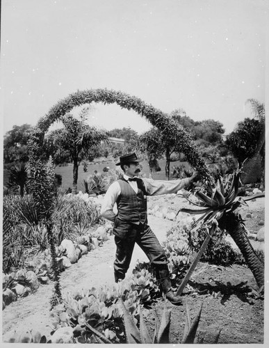 William Hertrich with agave attenuata