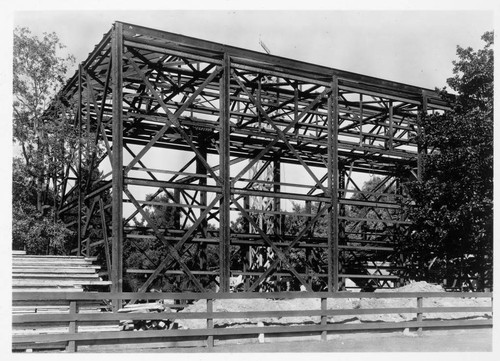 Construction of the new wing of the Huntington residence, circa 1933