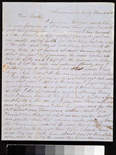 Letter from Collis Huntington to Solon Huntington, March 25 1850