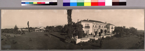 Panoramic view of the Huntington residence and San Marino ranch, circa 1915