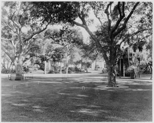 Lawn north of Huntington residence used for croquet, circa 1918