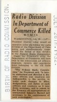 Radio Division In Department of Commerce Killed