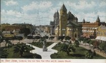 196. San Jose, California. City Hall Park, Post Office and St. Josephs Church