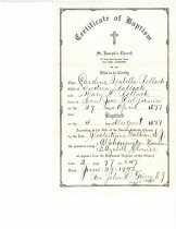 Carolina Isabella Pollack Certificate of Baptism