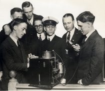 Frank E. Butler demonstrating a De Forest radiotelephone