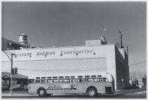 City Bus in front of the Falstaff Brewery