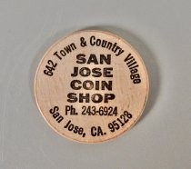 San Jose Coin Shop wood coin