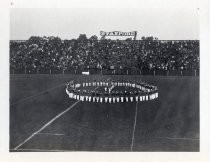 Stanford University marching band in circular formation