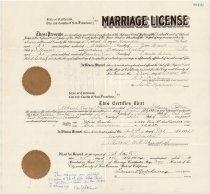Marriage License, Adeline Dolores Robles and Robert Royce Hamilton