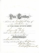 Sarah Anthony and Somerville Forbes marriage certificate