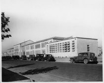 Automobiles parked outside of school